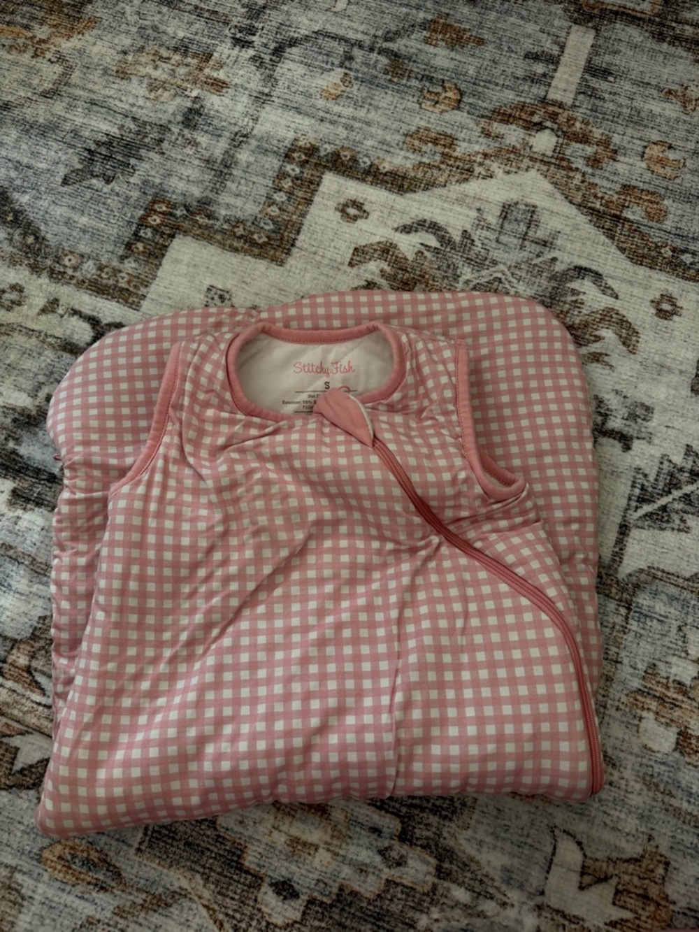StitchyFish Pink Gingham Baby Sleep Sack